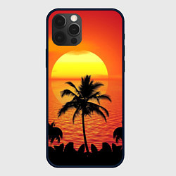 Чехол iPhone 12 Pro Пальмы на фоне моря