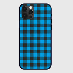 Чехол для iPhone 12 Pro Голубая клетка, цвет: 3D-черный