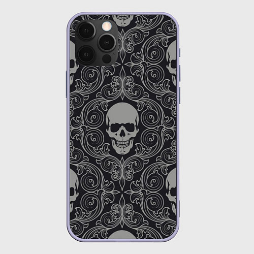 Чехол iPhone 12 Pro Skulls / 3D-Светло-сиреневый – фото 1