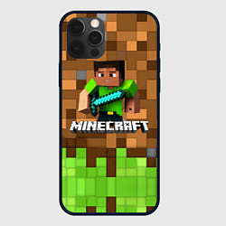 Чехол для iPhone 12 Pro Minecraft logo heroes, цвет: 3D-черный