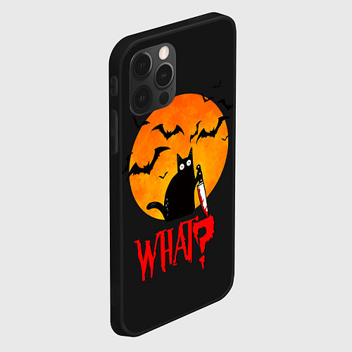 Чехол iPhone 12 Pro What Cat Halloween / 3D-Черный – фото 2