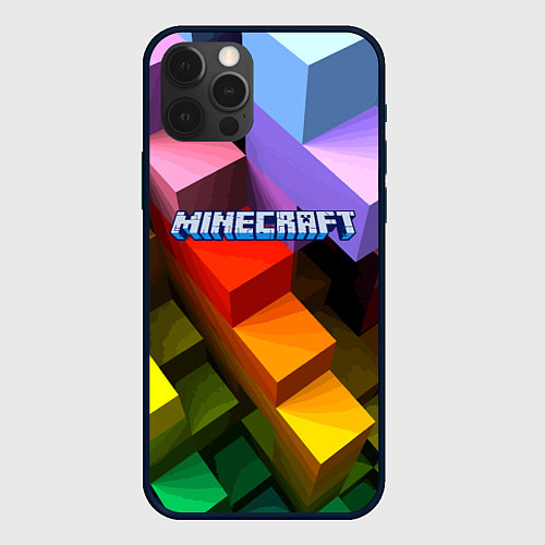 Чехол iPhone 12 Pro Minecraft - pattern / 3D-Черный – фото 1