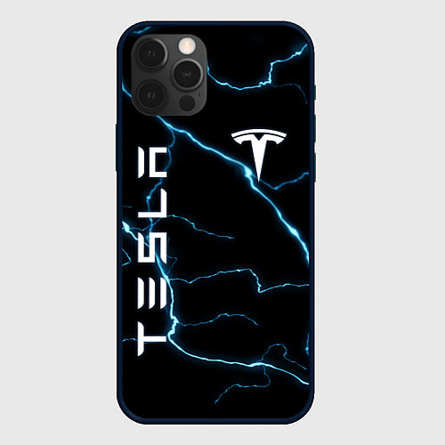 Чехол iPhone 12 Pro TESLA / 3D-Черный – фото 1