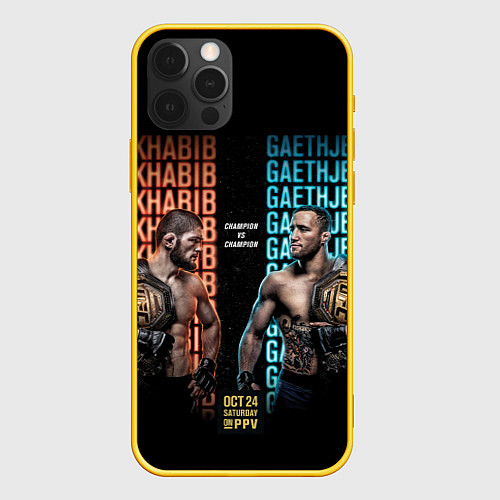 Чехол iPhone 12 Pro KHABIB VS GAETHJE / 3D-Желтый – фото 1