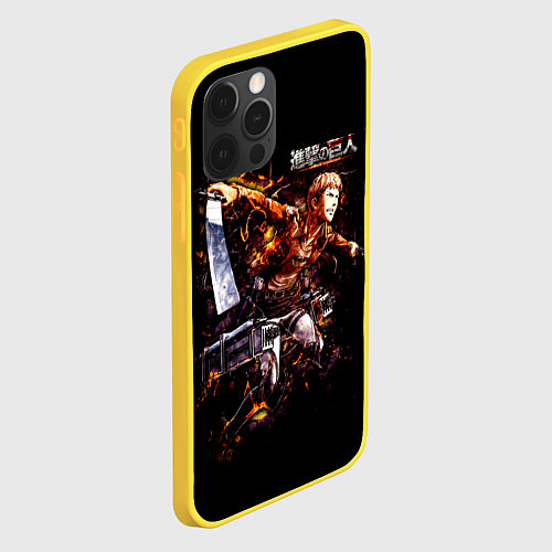 Чехол iPhone 12 Pro Атака на титанов / 3D-Желтый – фото 2