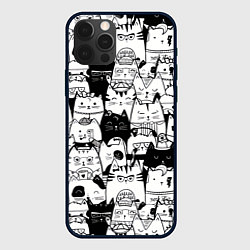 Чехол для iPhone 12 Pro Котики, цвет: 3D-черный