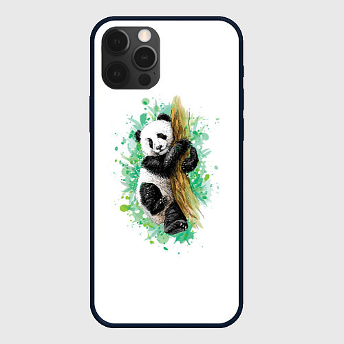 Чехол iPhone 12 Pro Панда / 3D-Черный – фото 1