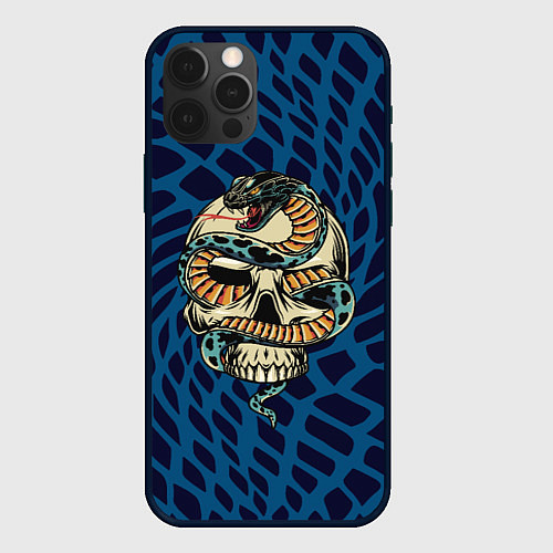 Чехол iPhone 12 Pro Snake&Skull / 3D-Черный – фото 1