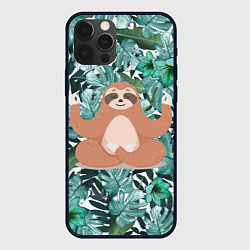 Чехол для iPhone 12 Pro Ленивец Йог, цвет: 3D-черный