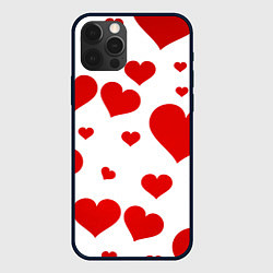Чехол для iPhone 12 Pro Сердечки, цвет: 3D-черный