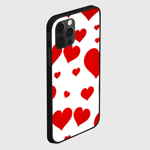 Чехол iPhone 12 Pro Сердечки / 3D-Черный – фото 2
