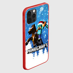 Чехол для iPhone 12 Pro Новогодний Манкрафт на коне, цвет: 3D-красный — фото 2