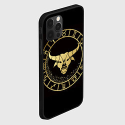 Чехол для iPhone 12 Pro Телец в золотом стиле, цвет: 3D-черный — фото 2