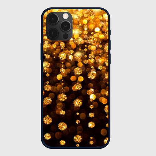 Чехол iPhone 12 Pro ЗОЛОТЫЕ БЛЕСТКИ / 3D-Черный – фото 1