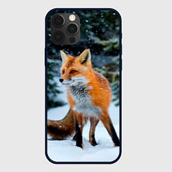Чехол для iPhone 12 Pro Лиса в зимнем лесу, цвет: 3D-черный