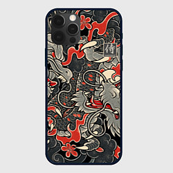 Чехол для iPhone 12 Pro Самурай Якудза, драконы, цвет: 3D-черный