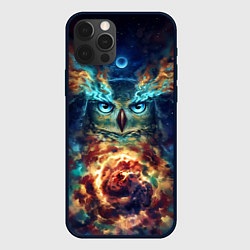 Чехол для iPhone 12 Pro Сова Космос, цвет: 3D-черный
