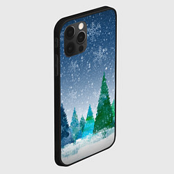 Чехол для iPhone 12 Pro Снежинки в лесу, цвет: 3D-черный — фото 2