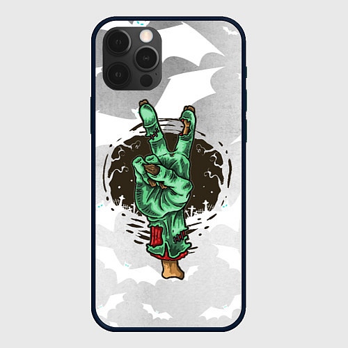 Чехол iPhone 12 Pro Zombie peace hand / 3D-Черный – фото 1