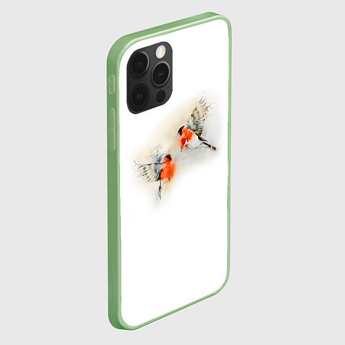 Чехол iPhone 12 Pro Снегири / 3D-Салатовый – фото 2