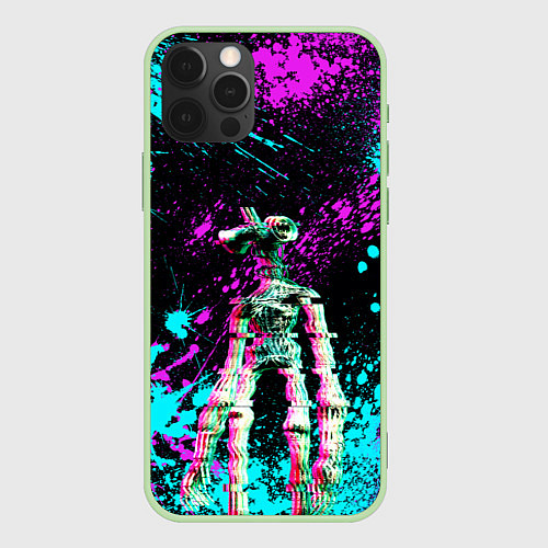 Чехол iPhone 12 Pro Siren Head - Ultra Glitch / 3D-Салатовый – фото 1