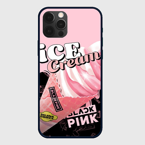 Чехол iPhone 12 Pro BLACKPINK ICE CREAM / 3D-Черный – фото 1
