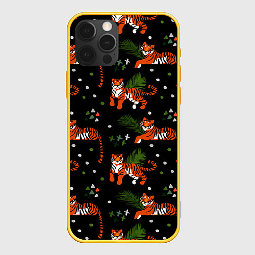 Чехол iPhone 12 Pro Tigers / 3D-Желтый – фото 1