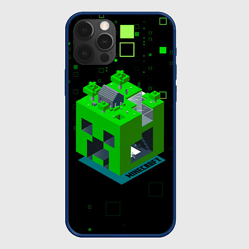 Чехол iPhone 12 Pro Minecraft / 3D-Тёмно-синий – фото 1
