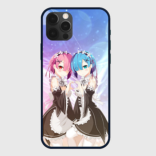 Чехол iPhone 12 Pro Рем и Рам / 3D-Черный – фото 1