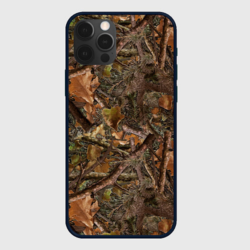 Чехол iPhone 12 Pro Охотничий камуфляж / 3D-Черный – фото 1