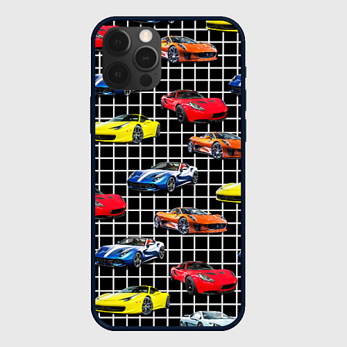 Чехол iPhone 12 Pro Гоночные тачки / 3D-Черный – фото 1