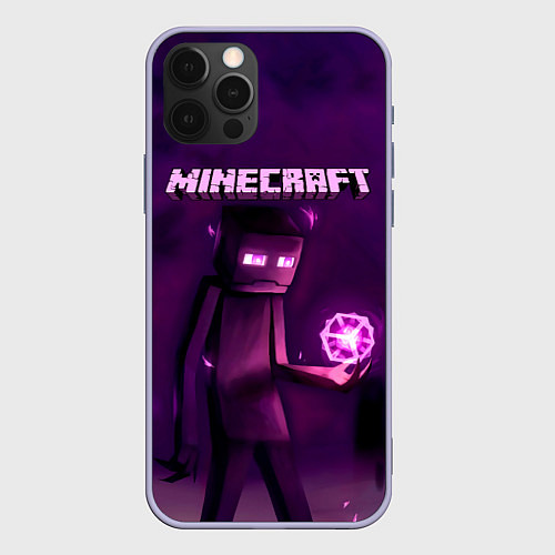 Чехол iPhone 12 Pro Minecraft Слендермен / 3D-Светло-сиреневый – фото 1
