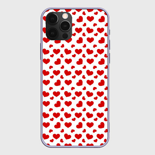Чехол iPhone 12 Pro Сердечки / 3D-Светло-сиреневый – фото 1