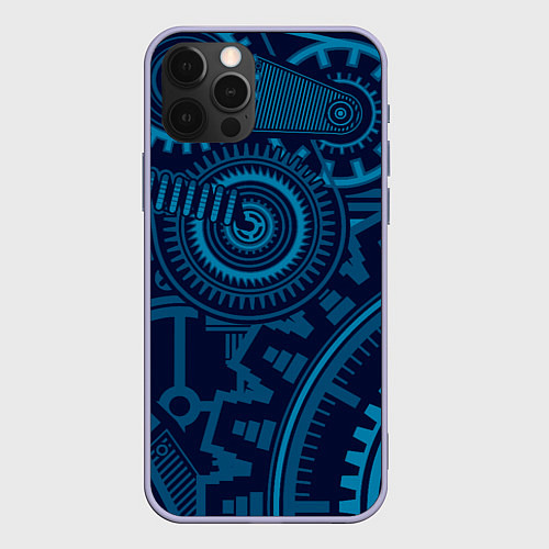 Чехол iPhone 12 Pro Steampunk Mechanic Blue / 3D-Светло-сиреневый – фото 1