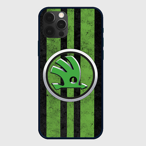 Чехол iPhone 12 Pro Skoda Green Logo Z / 3D-Черный – фото 1