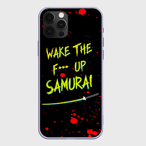Чехол iPhone 12 Pro WAKE THE F*** UP SAMURAI / 3D-Светло-сиреневый – фото 1