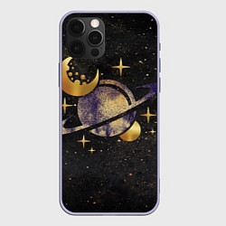 Чехол iPhone 12 Pro Сатурн, луна, спутник и звезды