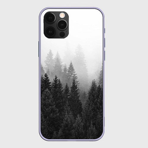 Чехол iPhone 12 Pro Туманный лес / 3D-Светло-сиреневый – фото 1