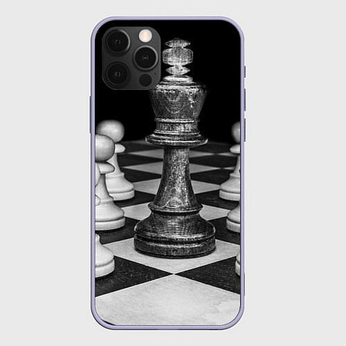 Чехол iPhone 12 Pro Шахматы / 3D-Светло-сиреневый – фото 1