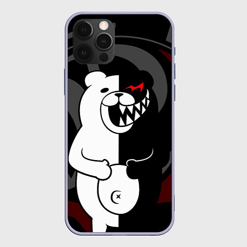 Чехол iPhone 12 Pro MONOKUMA МОНОКУМА DANGANRO / 3D-Светло-сиреневый – фото 1