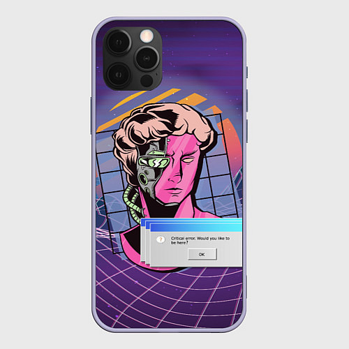 Чехол iPhone 12 Pro Vaporwave Cyborg Statue / 3D-Светло-сиреневый – фото 1