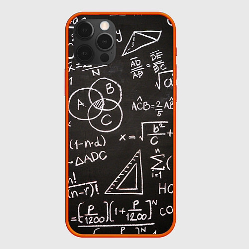 Чехол iPhone 12 Pro Математические уравнения / 3D-Красный – фото 1