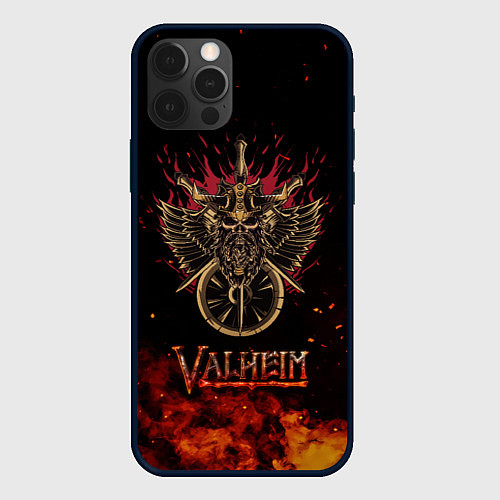 Чехол iPhone 12 Pro Valheim символ черепа / 3D-Черный – фото 1