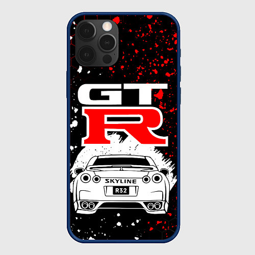 Чехол iPhone 12 Pro NISSAN GT-R НИССАН GTR / 3D-Тёмно-синий – фото 1