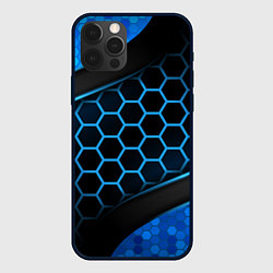 Чехол для iPhone 12 Pro 3D luxury blue 3Д СОТЫ и плиты, цвет: 3D-черный
