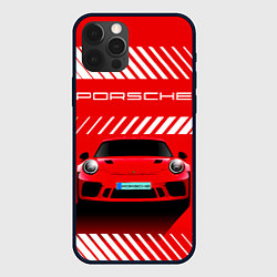 Чехол для iPhone 12 Pro PORSCHE ПОРШЕ RED STYLE, цвет: 3D-черный
