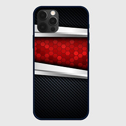 Чехол iPhone 12 Pro 3D Красные соты металлические
