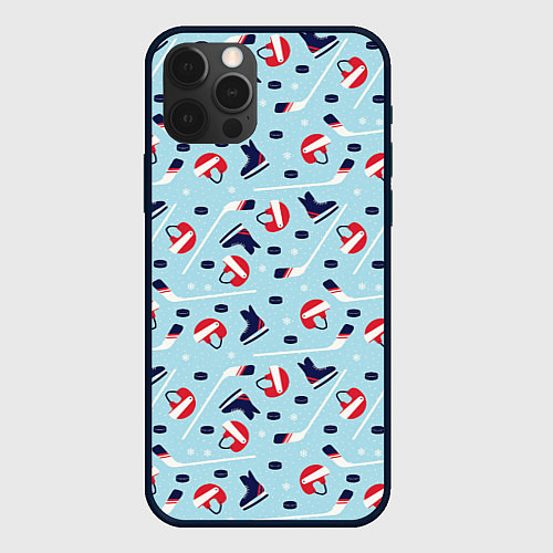 Чехол iPhone 12 Pro Hockey Pattern / 3D-Черный – фото 1