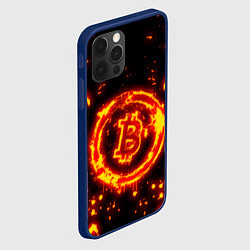 Чехол для iPhone 12 Pro BITCOIN БИТКОИН ОГОНЬ, цвет: 3D-тёмно-синий — фото 2