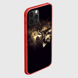 Чехол для iPhone 12 Pro Череп и часовой механизм, цвет: 3D-красный — фото 2